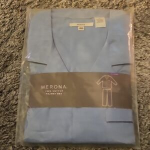 Vintage Y2K Merona Light Blue Men's 100% Cotton PJ Set